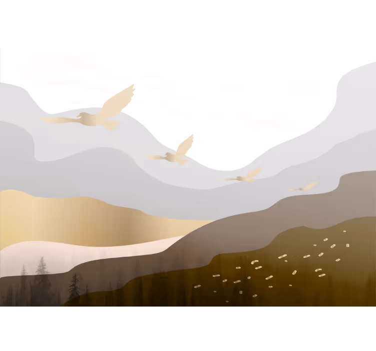Papier peint nature silhouettes d'oiseaux volants - TenStickers