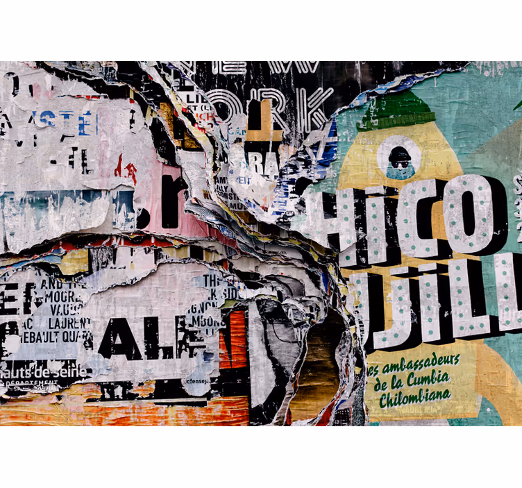 Tapisserie murale graffiti collage de rue urbaine - TenStickers