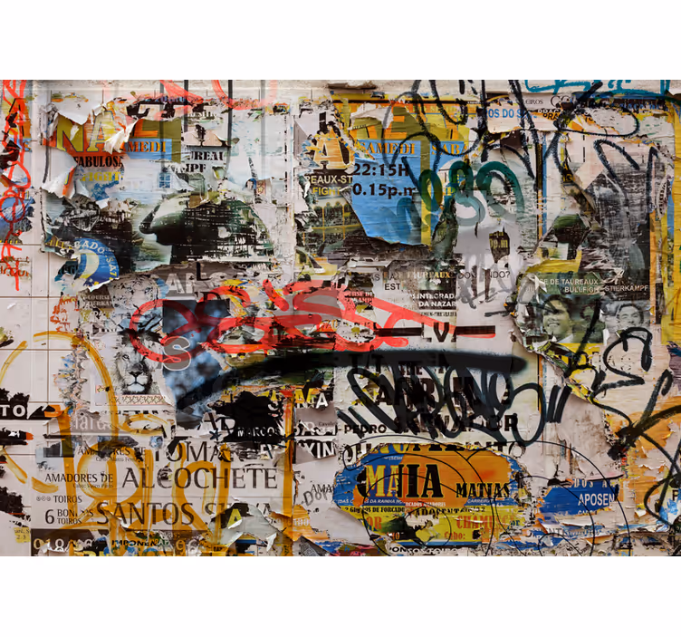 Tapisserie murale graffiti collage d'art urbain - TenStickers