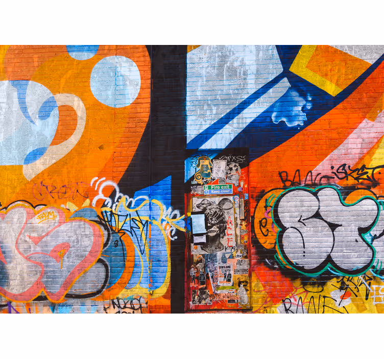 Tapisserie murale graffiti Étiquettes urbaines vibrantes - TenStickers
