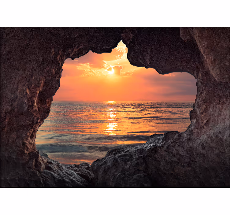 Tapisserie paysage vue de mer au coucher du soleil - TenStickers