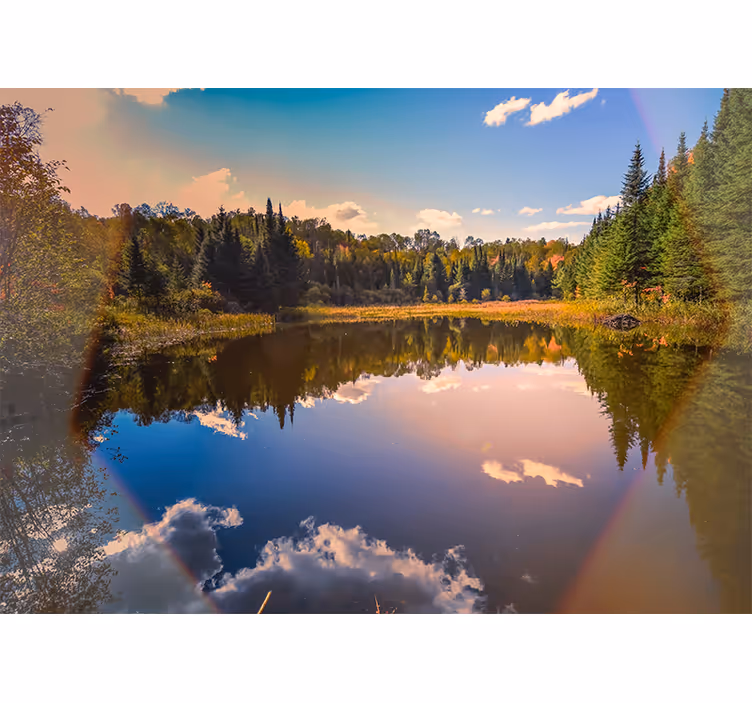 Tapisserie paysage miroir d'eau paisible - TenStickers