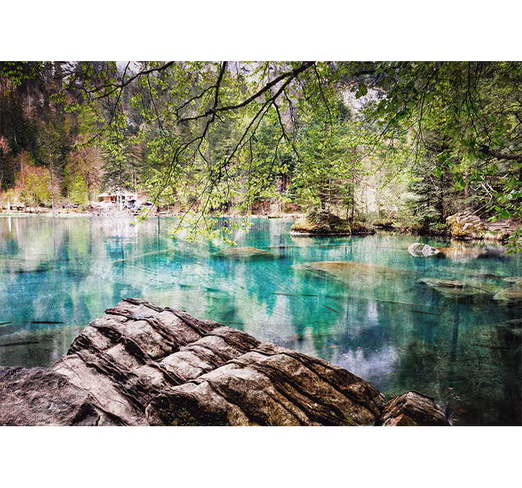 Tapisserie paysage scène de lac tranquille - TenStickers