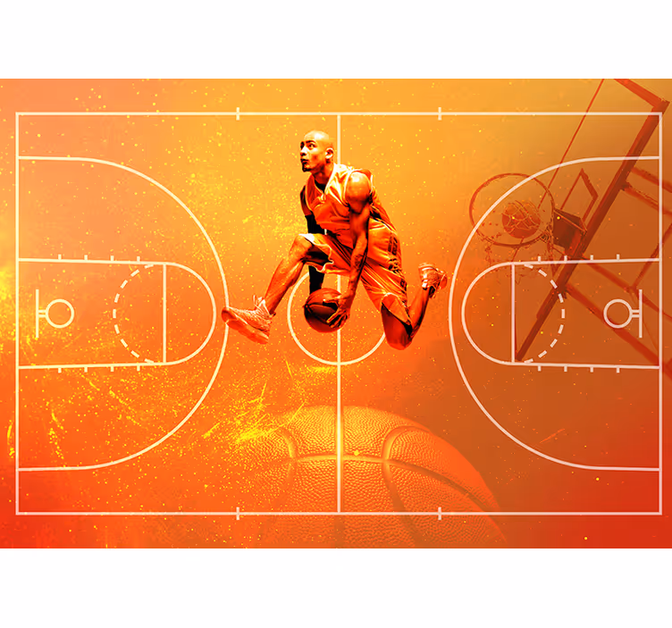 Papier peint enfant collage basketball - TenStickers