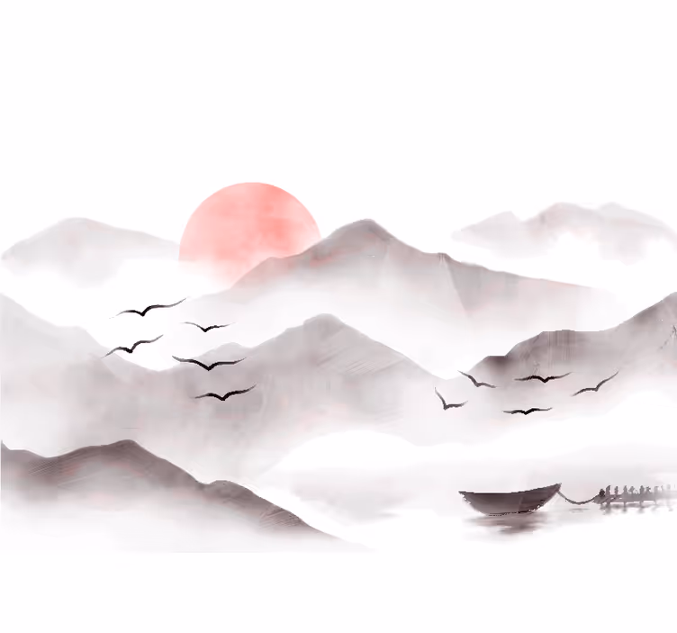Papier peint panoramique montagnes aquarelle - TenStickers