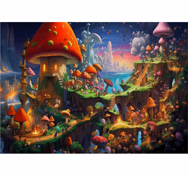 Tapisserie murale ado monde des champignons - TenStickers