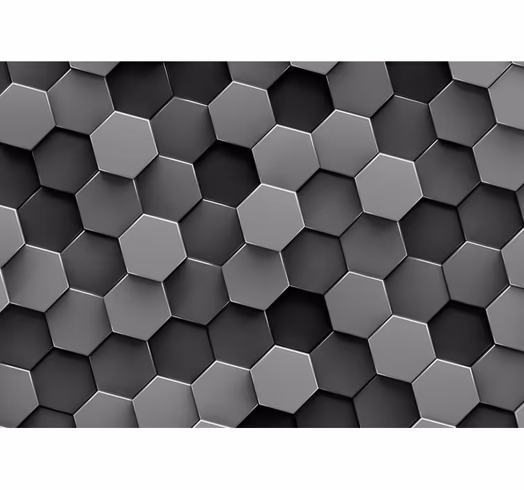 Tapisserie murale salon hexagones 3D - TenStickers