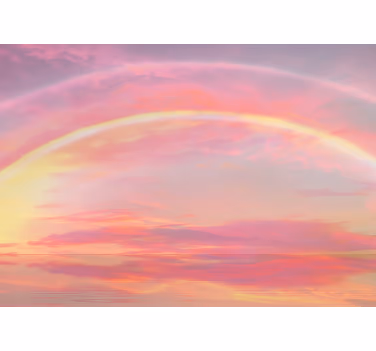 Tapisserie murale enfant ciel rose arc-en-ciel - TenStickers