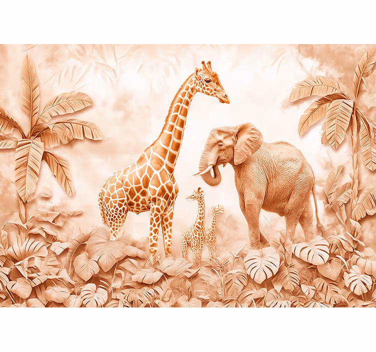 Tapisserie murale terracotta savane abstraite - TenStickers