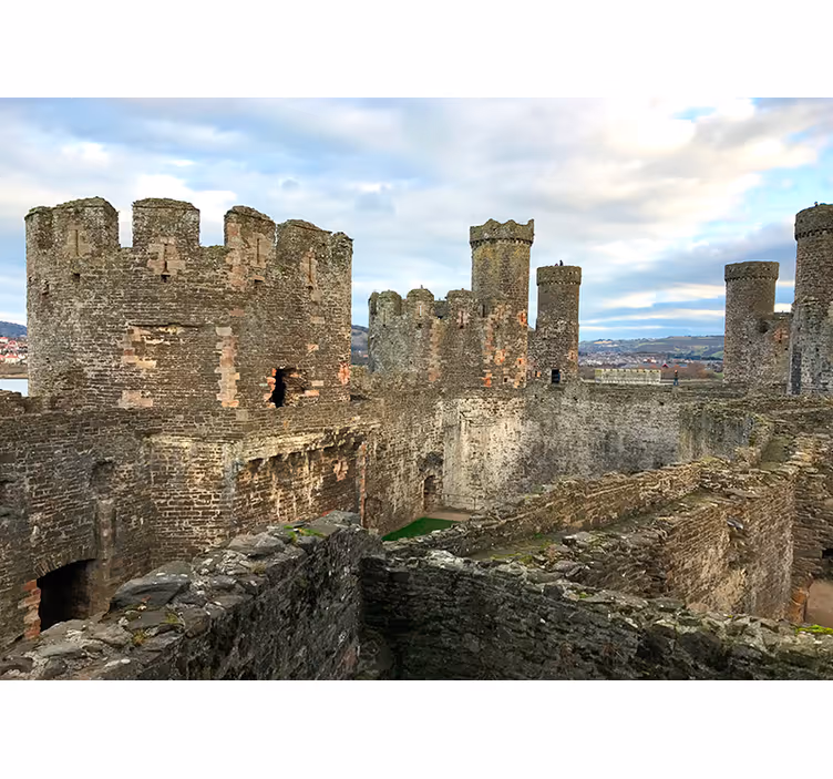Tapisserie villes et pays ruines d'un château médiéval - TenStickers