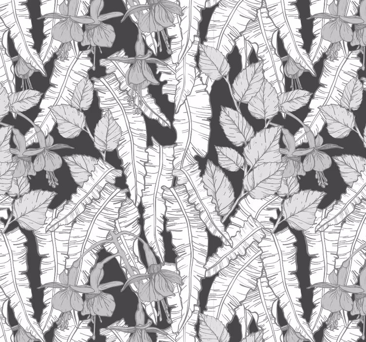 Tapisserie murale bureau motif de forêt tropicale grise - TenStickers