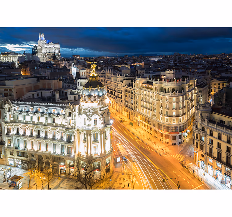 Tapisserie madrid vue nocturne de madrid - TenStickers