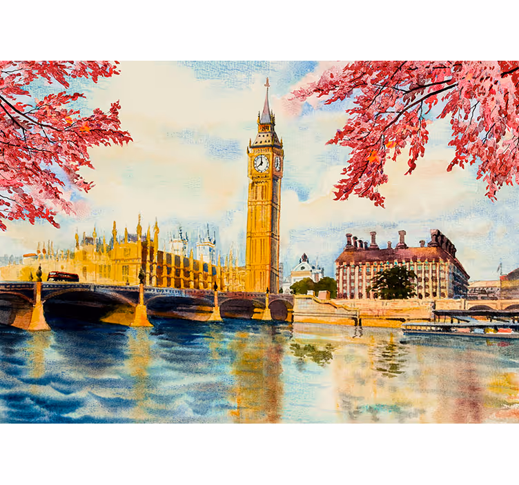 Tapisserie londres tamise et big ben - TenStickers