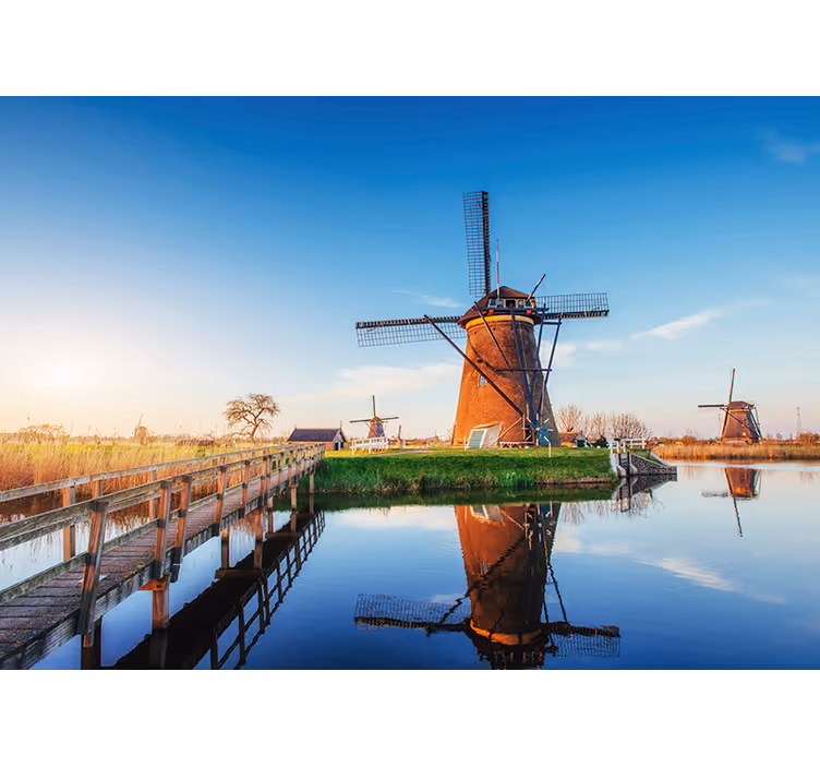 Tapisserie amsterdam scène de paysage de moulin à vent - TenStickers