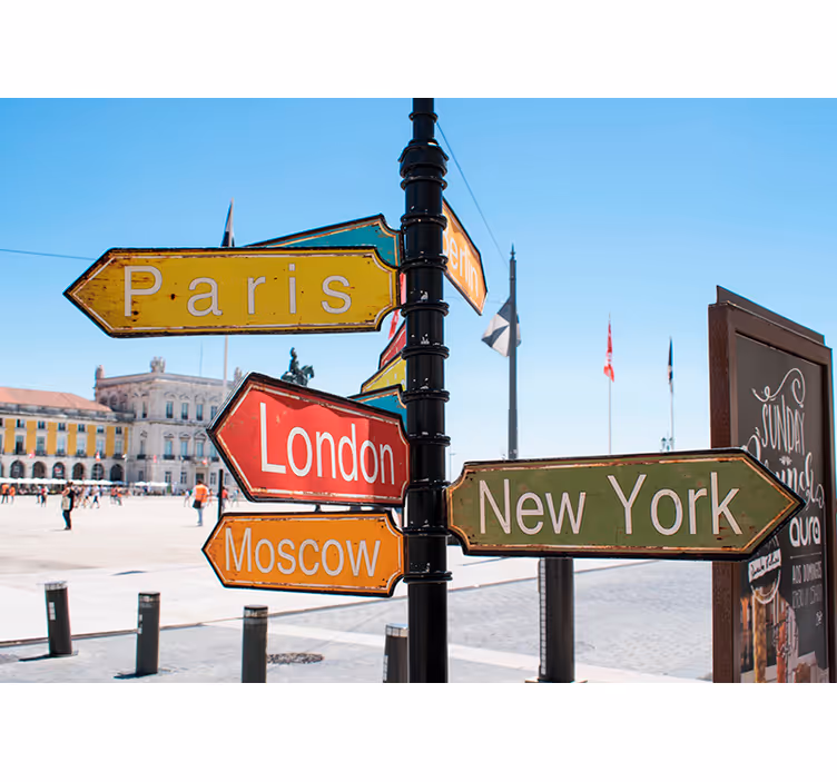 Tapisserie autres villes et de pays panneau directionnel - TenStickers