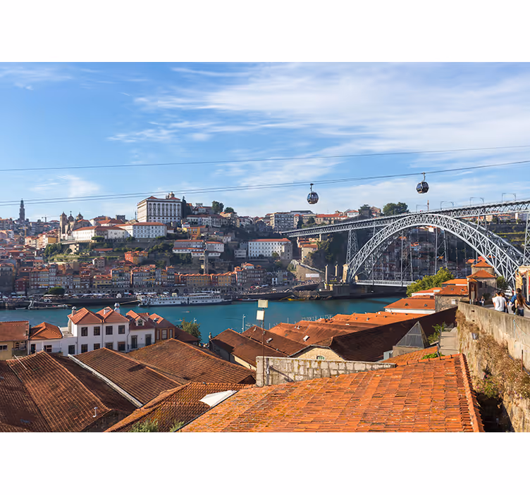 Tapisserie autres villes et de pays vue sur la rivière porto - TenStickers