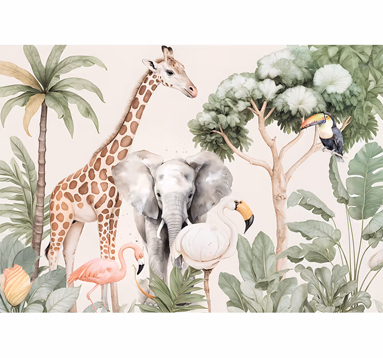 Tapisserie murale animaux paysage de la savane - TenStickers