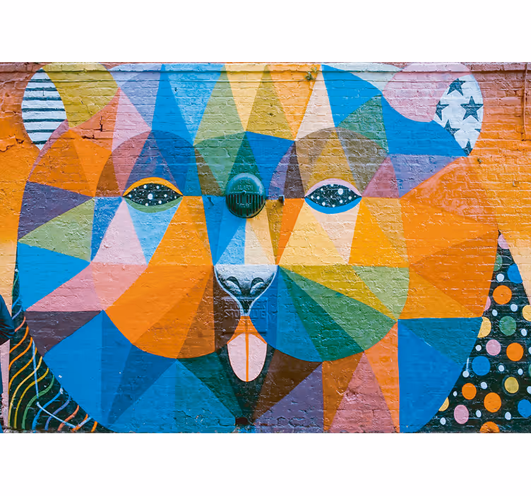 Tapisserie murale graffiti félin géométrique - TenStickers