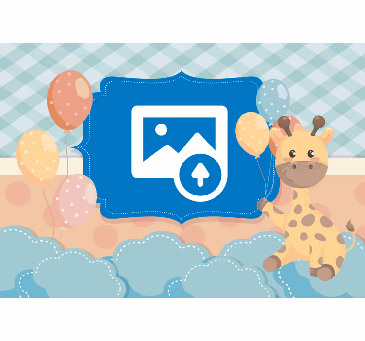 Tapisserie pour chambre bébé girafe avec photo personnalisée - TenStickers