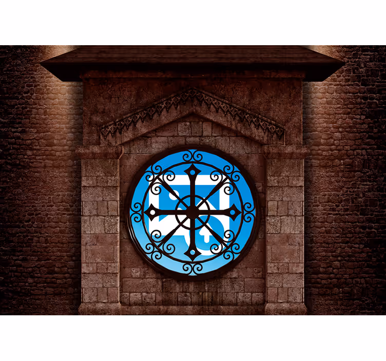 Tapisserie 3D fenêtre circulaire en pierre - TenStickers