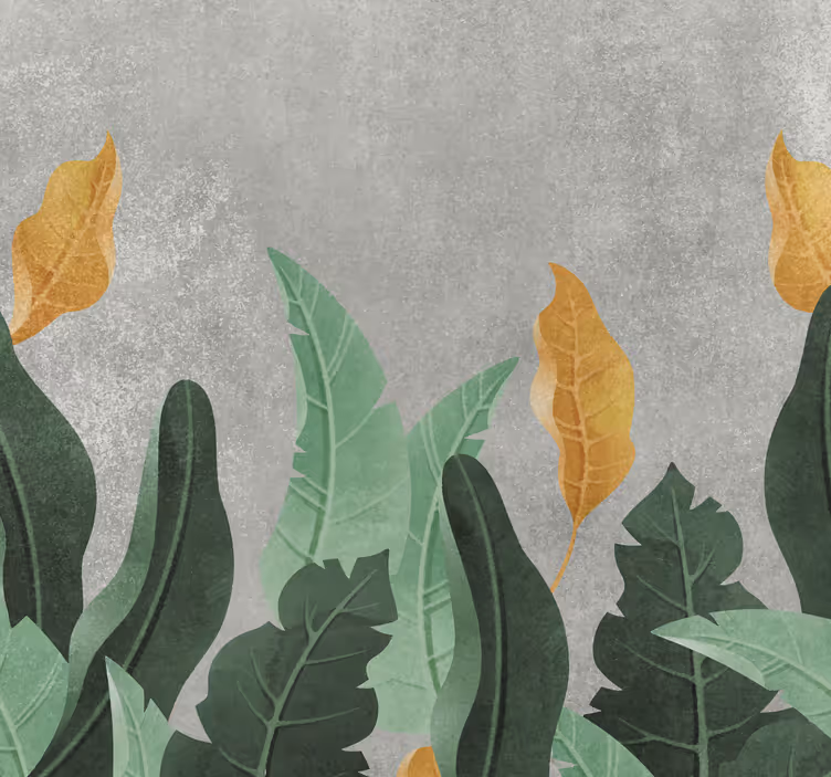 Tapisserie murale motif plantes sur béton - TenStickers