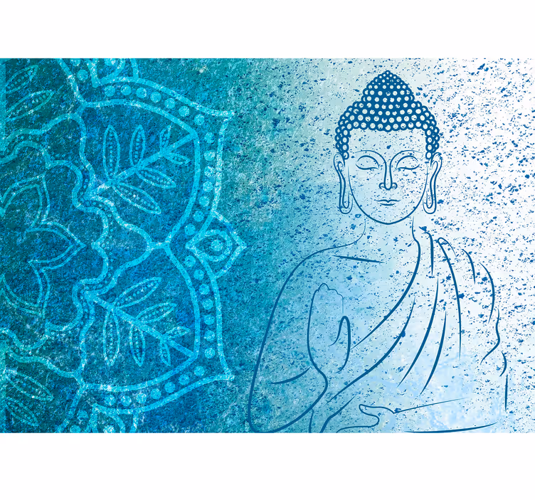 Papier peint bleu mandala style bouddha - TenStickers