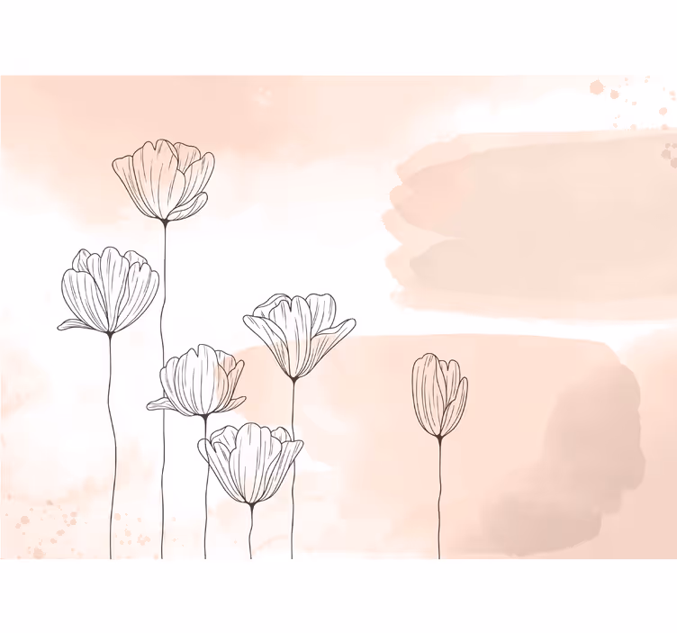Photo murale aquarelle fleurs aux traits noirs - TenStickers