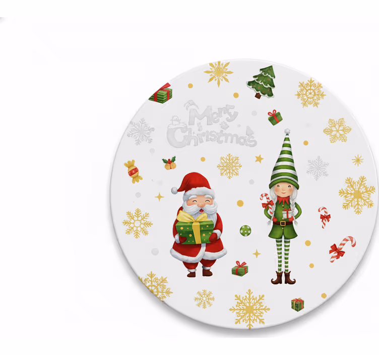 Sous verre noël père noël avec l'elfe - TenStickers