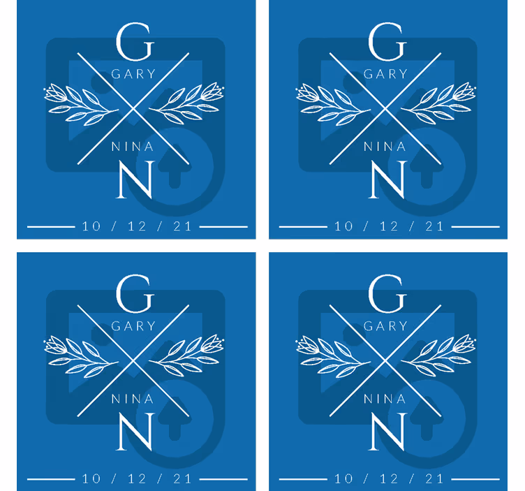 Sous verre mariage initiales personnalisées du couple - TenStickers