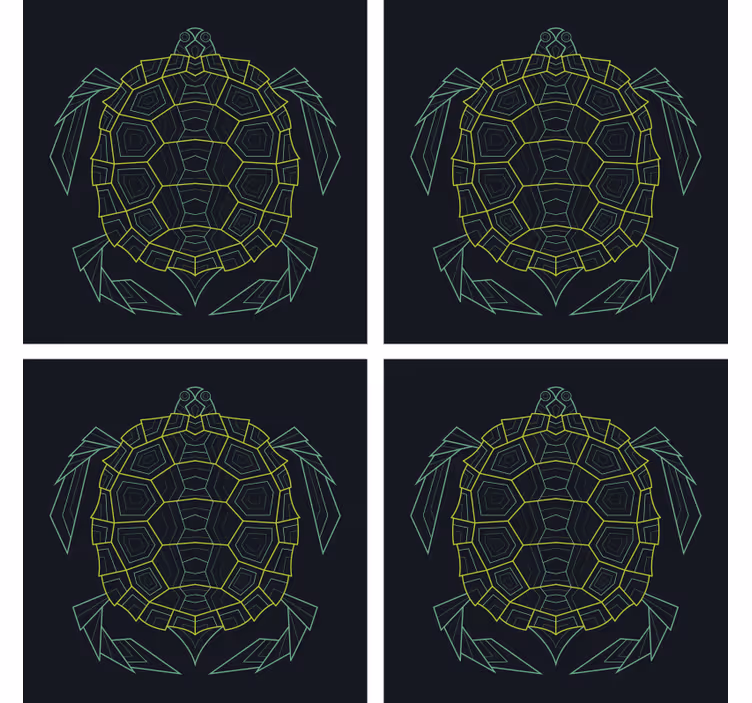 Sous verre bière tortue géométrique - TenStickers