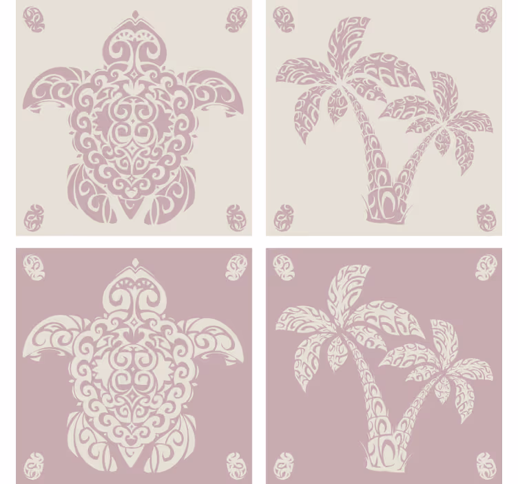 Sous verre bière motifs élégants de feuilles de palmier - TenStickers