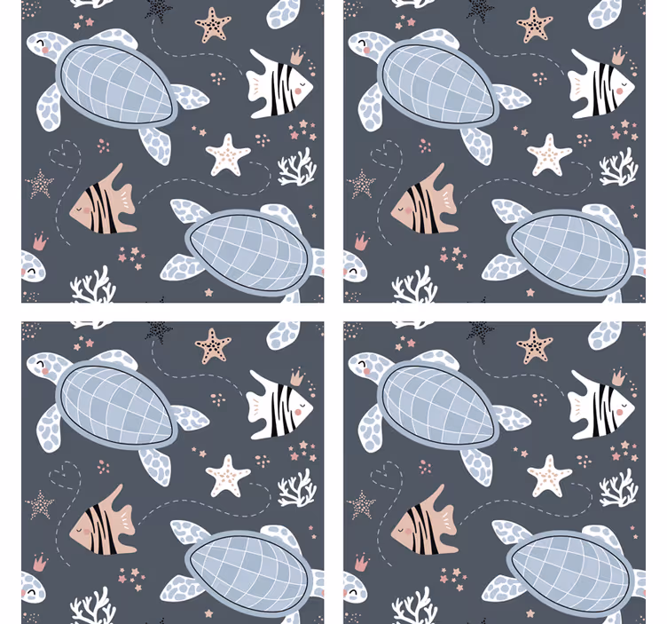Sous verre bière motif créatures marines - TenStickers