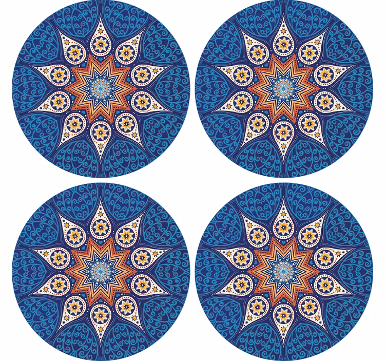 Sous verre design de mandala bleu intriqué - TenStickers