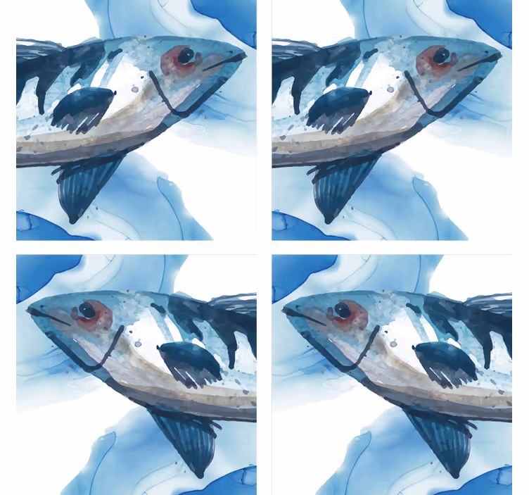 Sous verre bière illustration de poisson aquarelle - TenStickers
