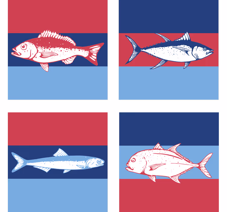 Sous verre illustrations de poissons stylisés - TenStickers