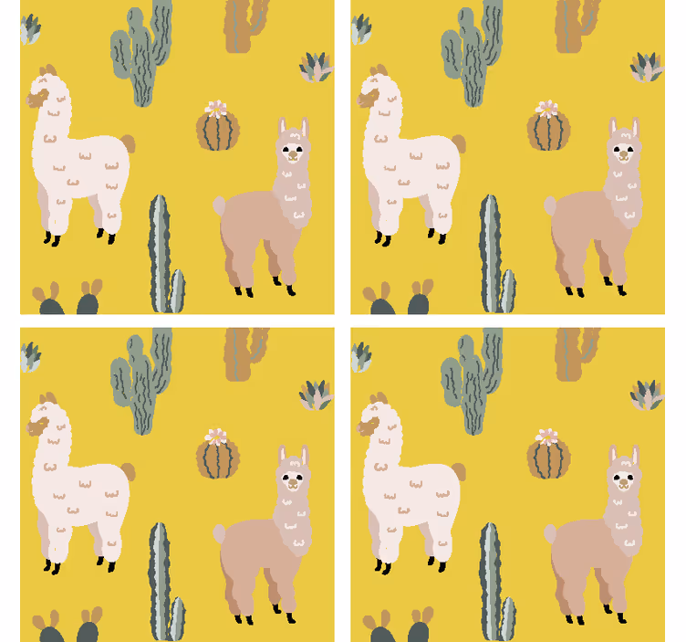 Sous verre bière motif llama et cactus - TenStickers