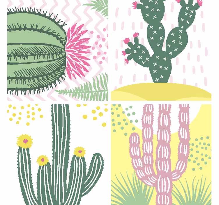 Sous verre bière motif cactus vibrant - TenStickers