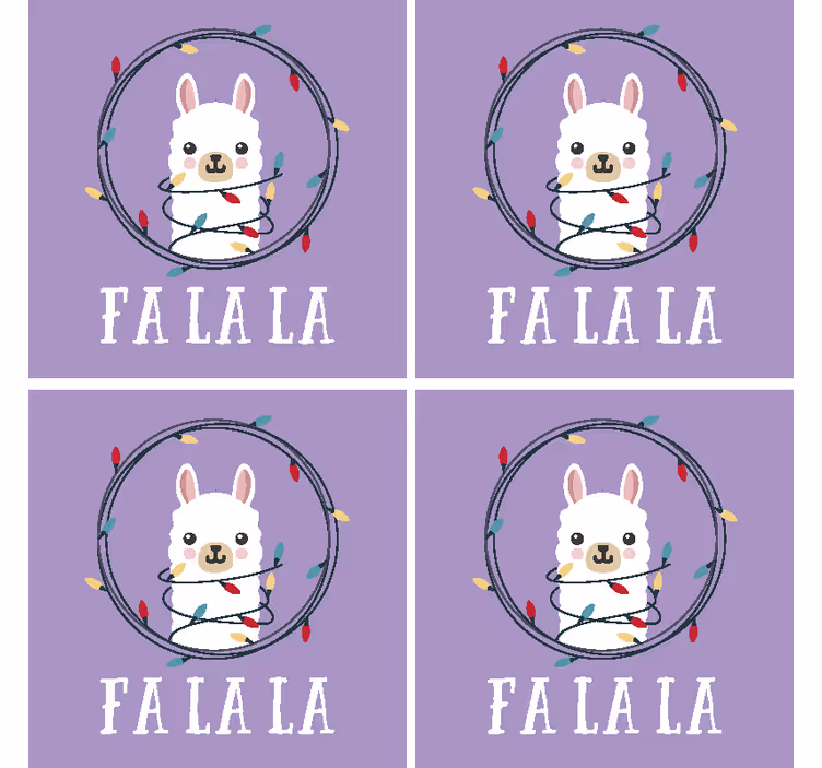 Sous verre noël llama fantaisie joyeuses fêtes - TenStickers