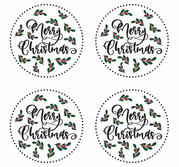 Sous verre noël design houx joyeux noël - TenStickers