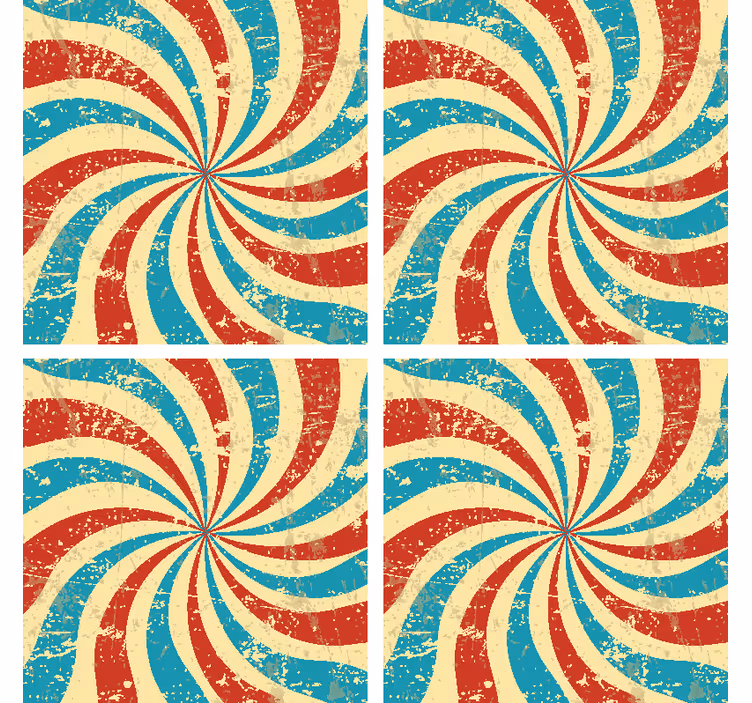Sous verre vintage motif tourbillonnant rouge bleu - TenStickers