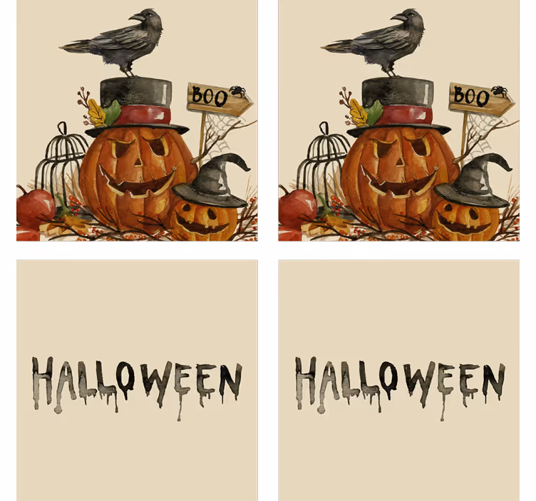 Sous verre halloween scène de corbeau et citrouille - TenStickers