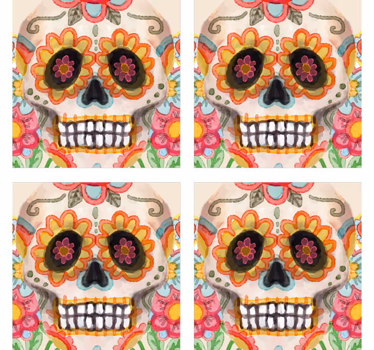 Sous verre halloween crâne en sucre coloré - TenStickers