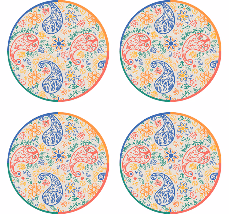 Sous verre bière motifs floraux colorés - TenStickers
