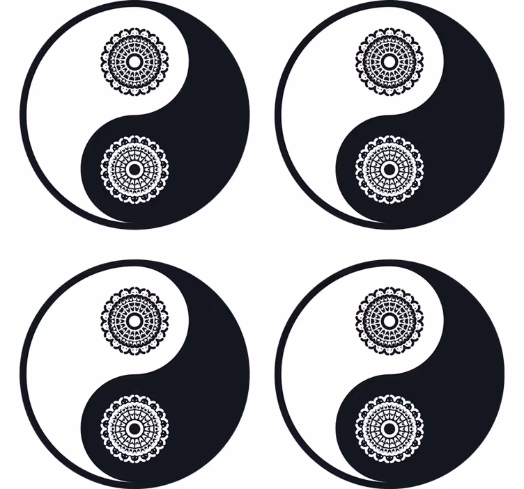 Sous verre bière motifs mandala yin yang - TenStickers