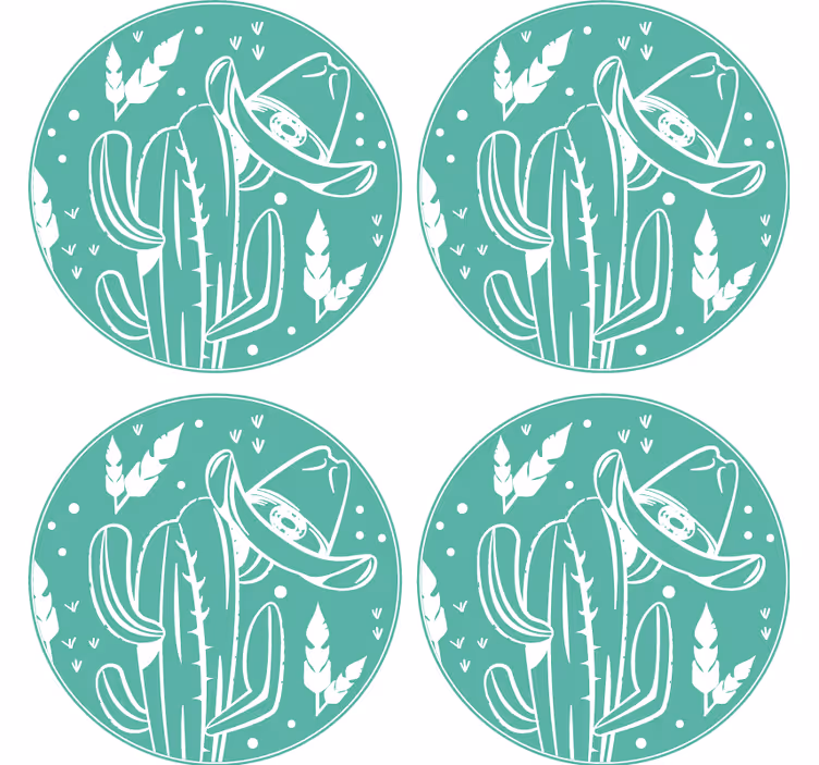 Sous verre bière cactus avec chapeau - TenStickers