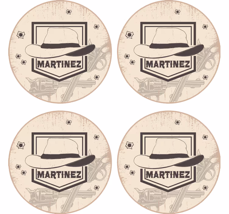 Sous verre bière chapeau de cowboy et pistolets - TenStickers