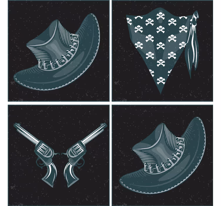Sous verre bière revolvers croisés et bandana - TenStickers