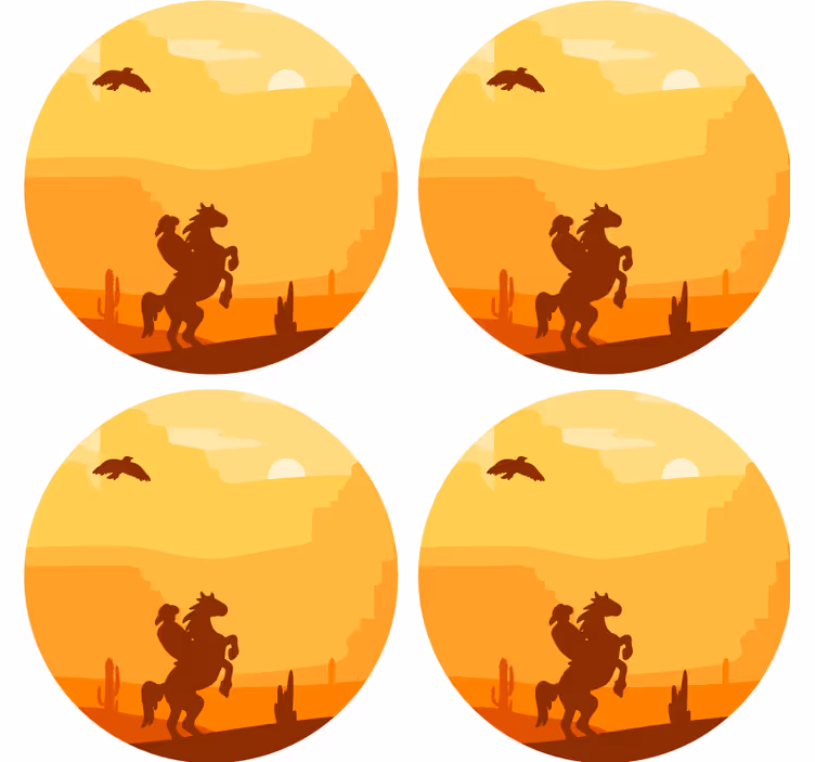 Sous verre vintage scène de désert au coucher de soleil - TenStickers