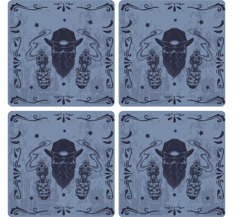 Sous verre bière cowboy avec deux pistolets - TenStickers