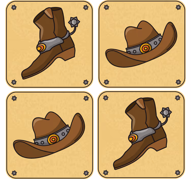 Sous verre bière chapeau de cowboy et bottes - TenStickers